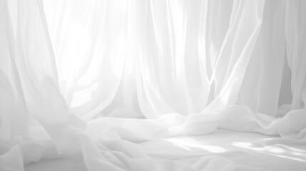 Fototapeta premium Soft white curtains background for graphic design or wallpaper.