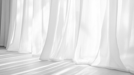 Soft white curtains background for graphic design or wallpaper.