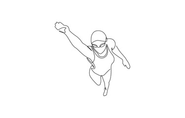 WebSingle continuous line drawing of butterfly professional swimmer woman focus training in gym swimming pool center, Young woman Swimming Sport.