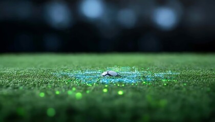 Naklejka premium Pro Gaming Organizations Compete in Soccer Match Virtual Field Digital Content Dynamic Environment