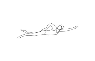 WebSingle continuous line drawing of butterfly professional swimmer woman focus training in gym swimming pool center, Young woman Swimming Sport.
