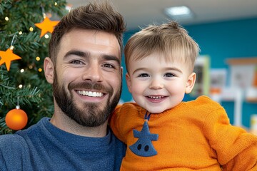 A family decorating a Christmas tree together, with ornaments, tinsel, and a sense of joy and tradition