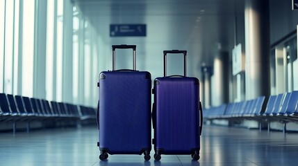 Stylish hard-shell suitcases for organized travel airport terminal functional luggage modern environment travel concept