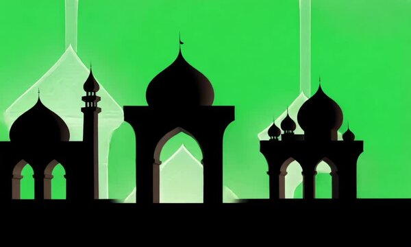 outlines of Arabian arches and buildings