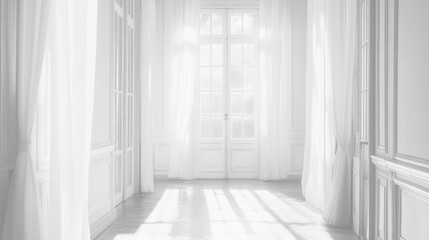 Fototapeta premium Soft white curtains background for graphic design or wallpaper.