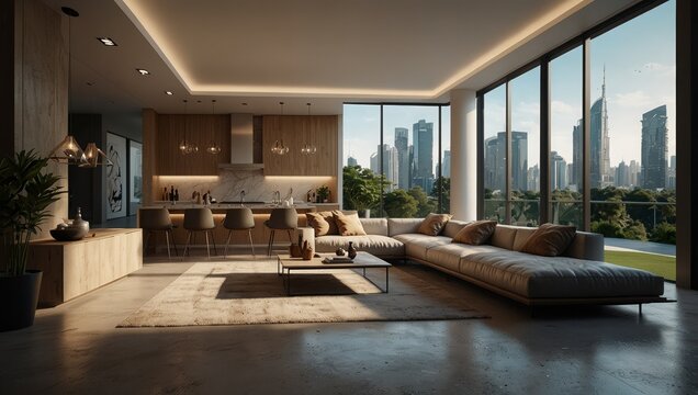 Ultra-modern home design with integrated smart city features, offering tailored living spaces for a futuristic, sustainable lifestyle