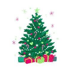 Christmas tree with gifts 