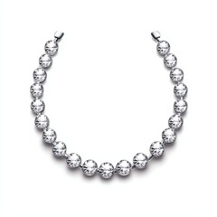 Obraz premium A stunning silver necklace adorned with sparkling gemstones, perfect for elegant occasions and adding sophistication to any outfit.