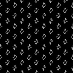 Electric wire plug and socket icon seamless pattern on black background