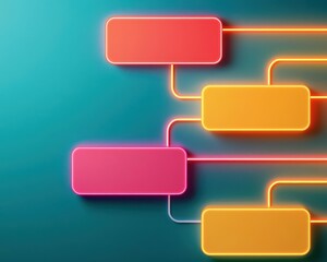 An abstract flowchart on a neonlit surface depicting seamless transition from policies to objectives, smooth corporate flow concept