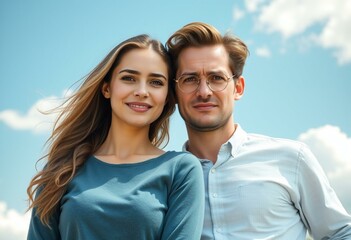 Fototapeta premium A portrait of two people with contrasting emotions