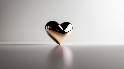 3d silver heart on a white background. Greeting banner for love day with cute red bubble 3d effect levitation hearts. Valentine's Day concept.