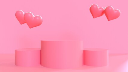 Valentine 3D Illustration of Stages and Love Shapes – 4K Resolution