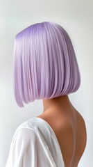 Naklejka premium A lilac hairstyle in a straight bob cut, exuding a soft and elegant vibe.