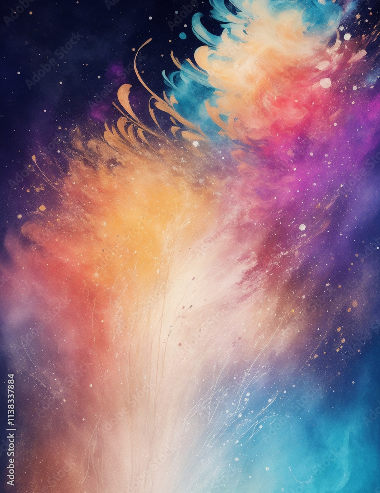 Wall mural magic of space - abstract colorful background - generative ai