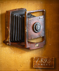 Vintage old camera. 1895 year. 