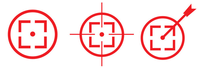 Gun target icon simple trendy flat style line and solid Isolated vector illustration on white background