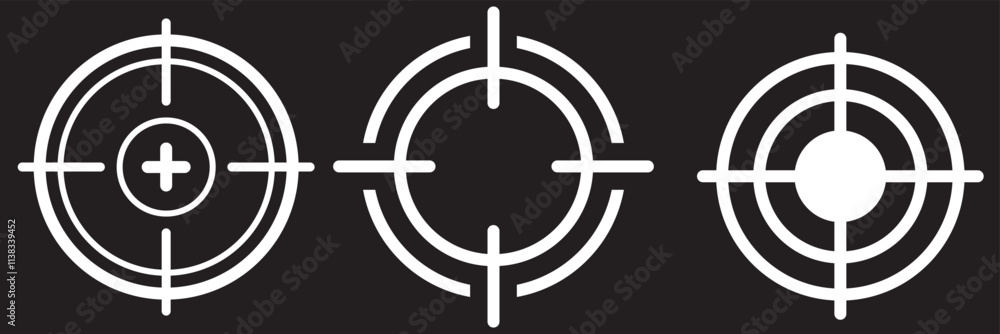 Poster gun target icon simple trendy flat style line and solid isolated vector illustration on white backgr