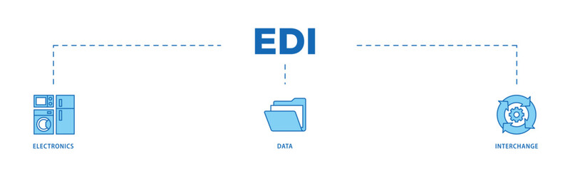EDI infographic icon flow process which consists of a cloud server, exchange, database, file, chart, automation, and process  icon live stroke and easy to edit .