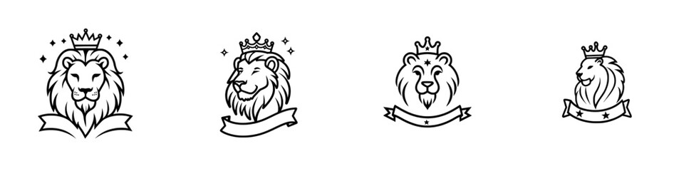 Obraz premium A sketch of a lion with a wild, punk-style mane, wearing a crown, symbolizing strength, rebellion, and royalty, created as a generative AI raster illustration in a scratchboard style, in black and