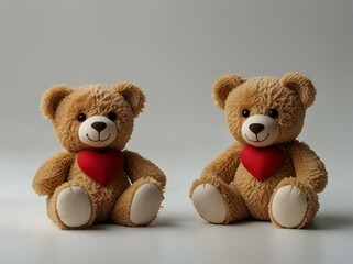 Fototapeta premium two teddy bears with red heart