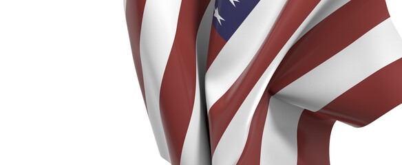 Waving American Flag Isolated on White Background