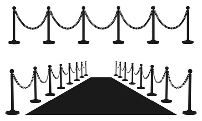 Obraz premium barrier or barricade with rope set vector illustration isolated on white background.