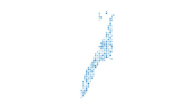 Cebu dotted digital map. Map of Cebu with pulsating colored circles. Shape of the island filled with blue disks. Attractive video.