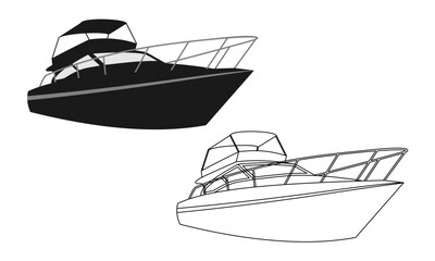 yacht boat vector illustration isolated on white background.