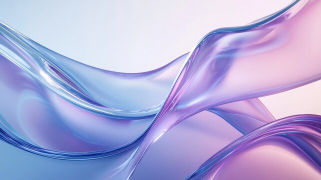 Abstract Recreation of Flowing Liquid Forms in Harmonious Shades of Purple and Blue