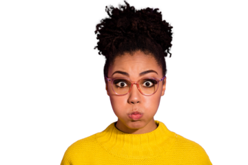 Close-up portrait of her she nice attractive cheerful cheery speechless wavy-haired girl having fun holding air in mouth isolated over bright vivid shine violet background