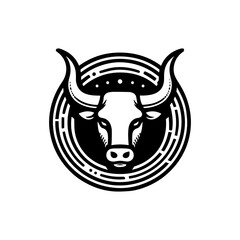 Bull or cow head drawing vector logo