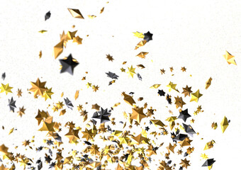 gold stars. Confetti celebration, Falling golden abstract decoration for party, birthday celebrate,