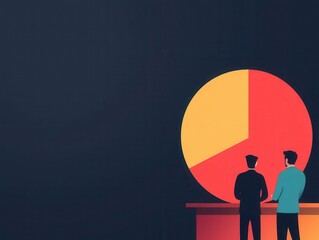 Team of analysts dissecting glowing 3D market pie charts, focusing on competitive edge and opportunities