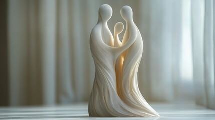 Elegant and Graceful Family Sculpture Representing Love and Togetherness, Perfect for Home Decor, Art Displays, and Emotional Connections in Living Spaces