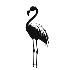 Fototapeta premium Elegant black flamingo silhouette.