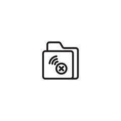 Folder with a Wi-Fi symbol and a cross mark on icon. Folder with a Wi-Fi symbol crossed out, likely representing a problem with network access or connectivity. Editable icon.