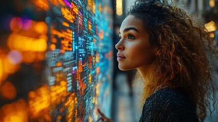 A diverse team of professionals brainstorming with AI-generated insights visualized on a digital board