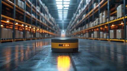 AI-driven robots efficiently sorting packages in a modern logistics warehouse