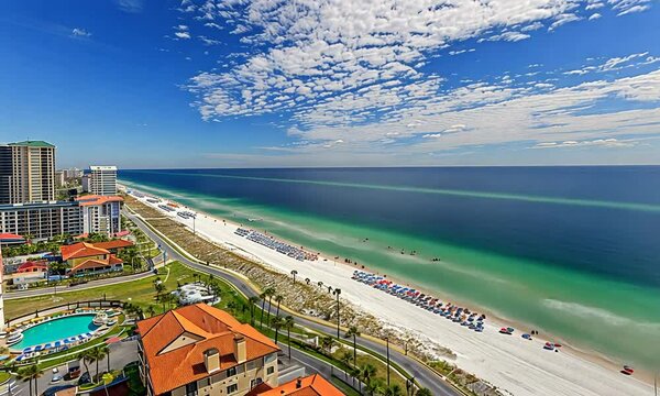 Stunning Aerial View of Destin Beach, Florida's Emerald Coast