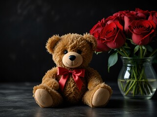 Obraz premium teddy bear with flowers