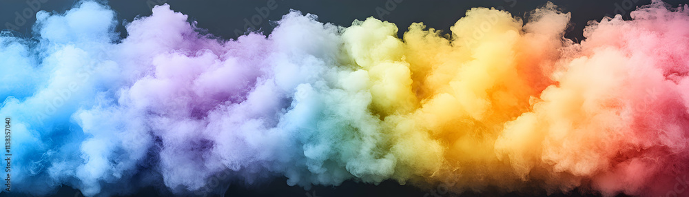 Poster rainbow colored smoke explodes in a vibrant display of hues, creating a stunning visual spectacle wi