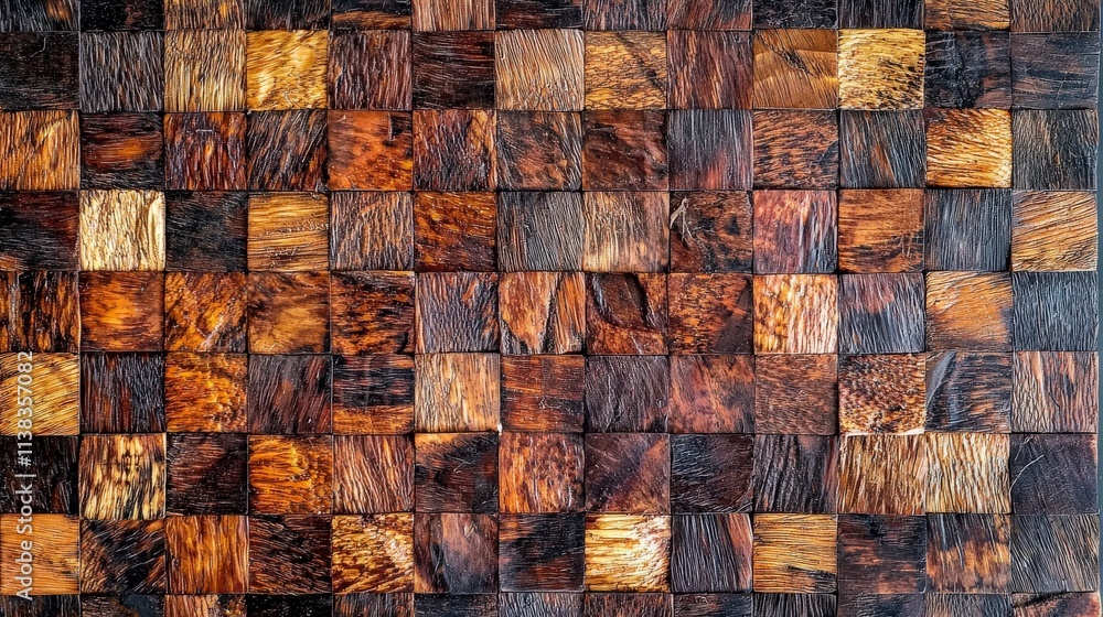 Poster artful arrangement of betel nut strips in a grid pattern studio display high-contrast aesthetic desi