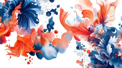 Vibrant Abstract Floral Design with Bold Colors and Artistic Brushstrokes Creating a Dynamic and Lively Visual Experience for Modern Artistic Spaces