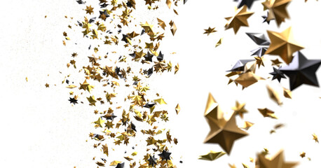 gold stars. Confetti celebration, Falling golden abstract decoration for party, birthday celebrate,