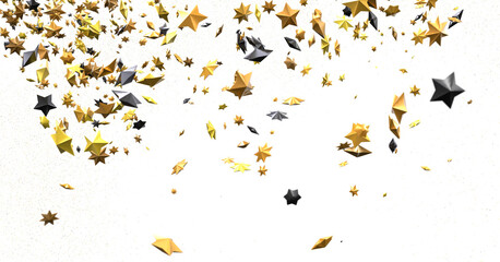 gold stars. Confetti celebration, Falling golden abstract decoration for party, birthday celebrate,