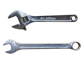 Hand tools, professional tools, adjustable wrench, on transparent background