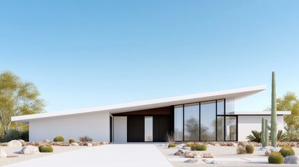 Modern architectural design with a minimalist desert landscape.