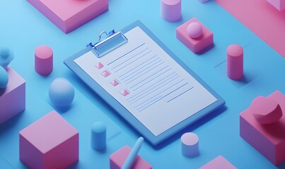 A 3D illustration of a clipboard with a checklist that visually represents a six-step process