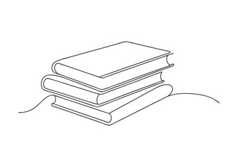 Continuous One-Line Drawing of Books - Minimalist Knowledge and Literature Art